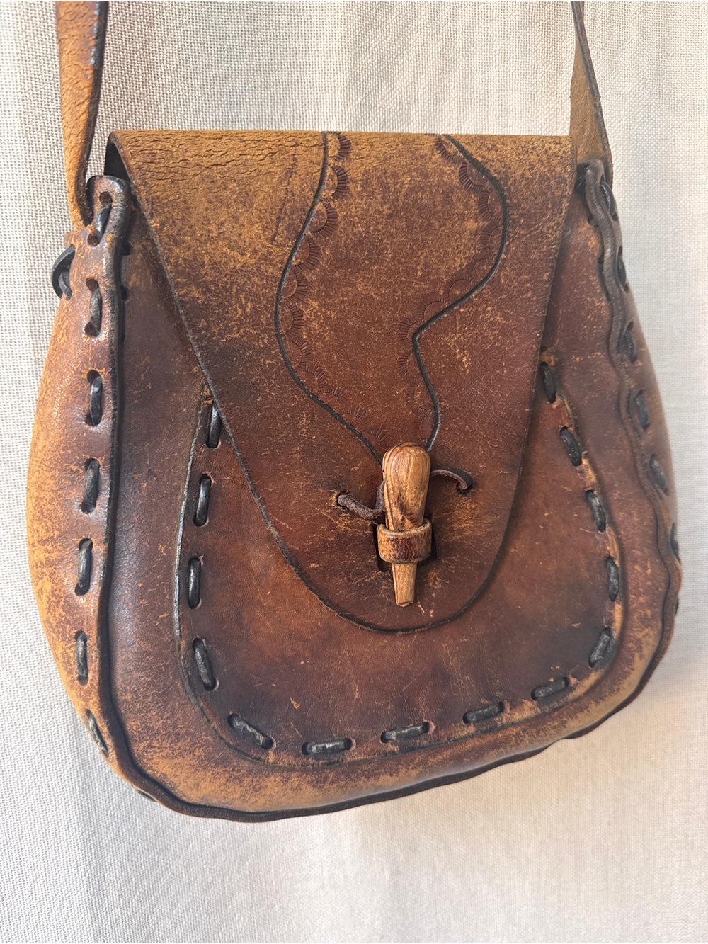 Vintage Brown Leather Crossbody Bag